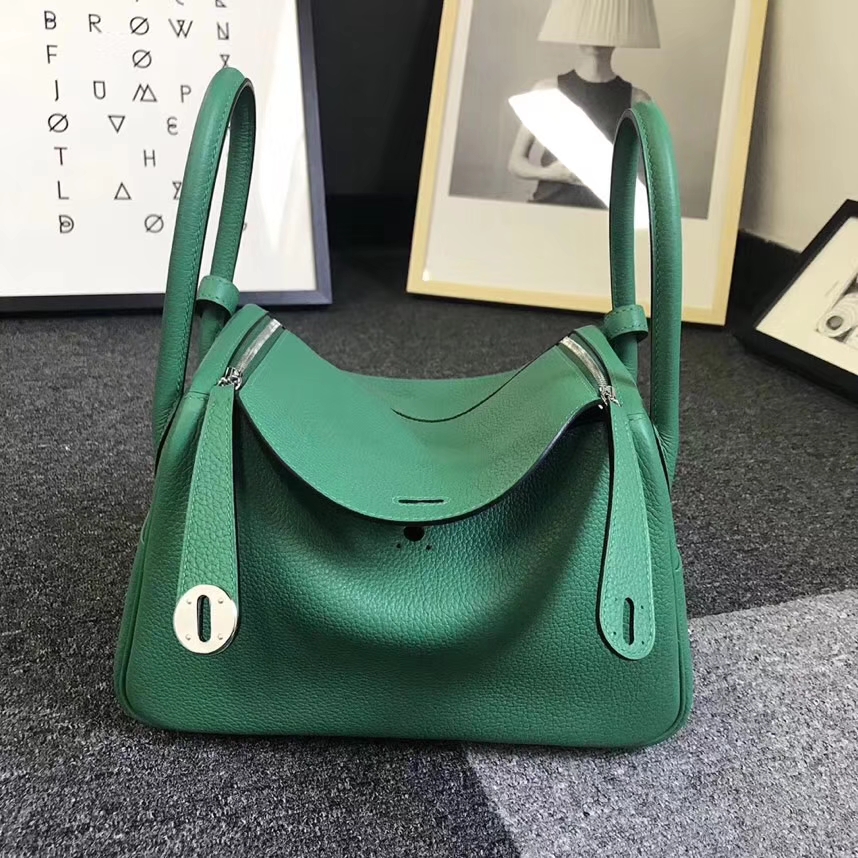 Hermès（爱马仕）U4 丝绒绿 原厂御用顶级小牛皮 Lindy 26 银扣