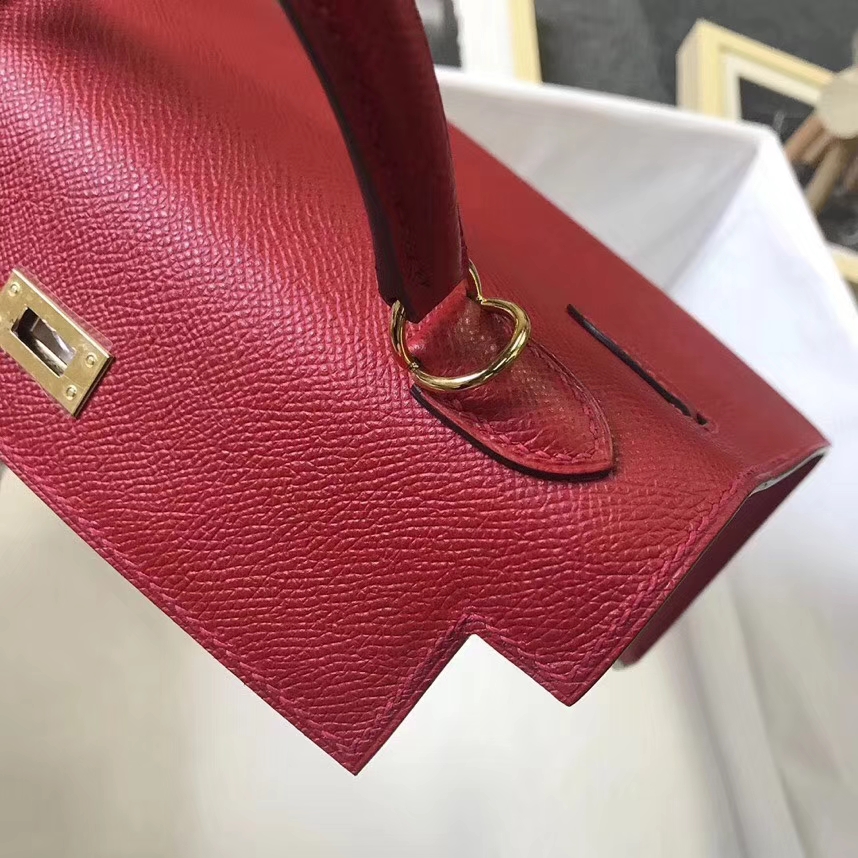 Hermès（爱马仕）Q5 中国红 糖果红 原厂御用顶级Epsom 皮 Kelly 25 外缝 金扣 现货