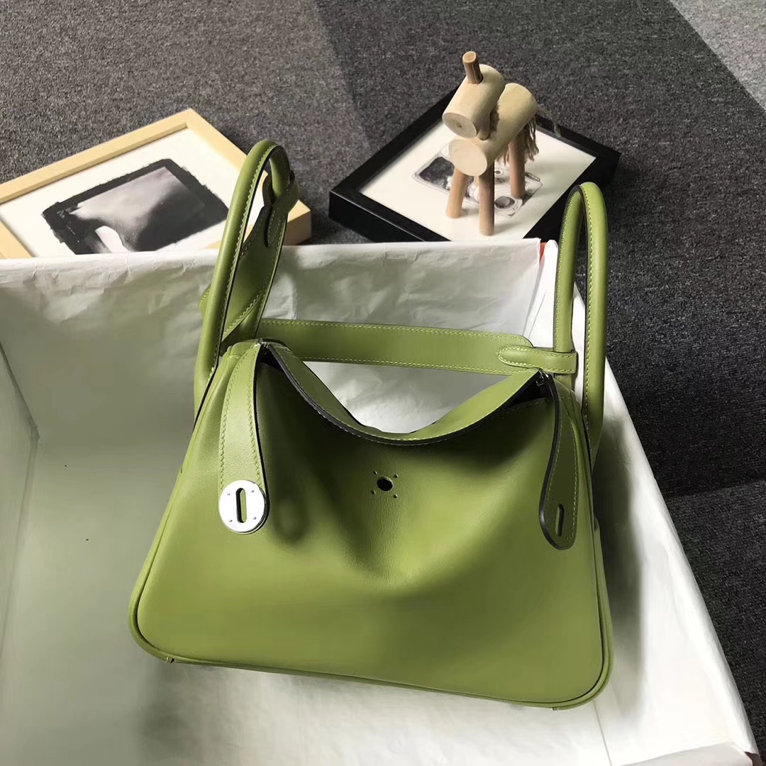 Hermès（爱马仕）6R奇异果绿 原厂御用顶级Swift 皮 Lindy 26 银扣