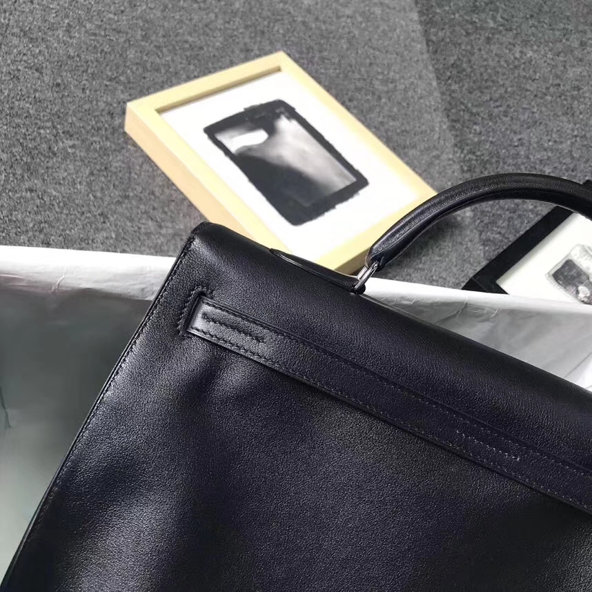 Hermès（爱马仕）黑色 原厂御用顶级Swift 皮 Kelly Flat 35 外缝 现货