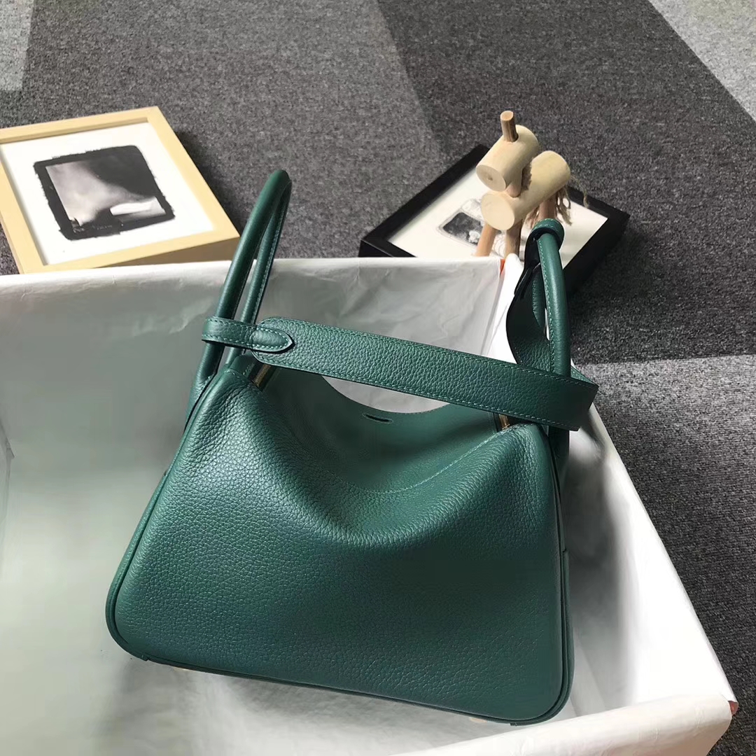 Hermès（爱马仕）Z6孔雀绿 原厂御用顶级小牛皮 Lindy 26 金扣