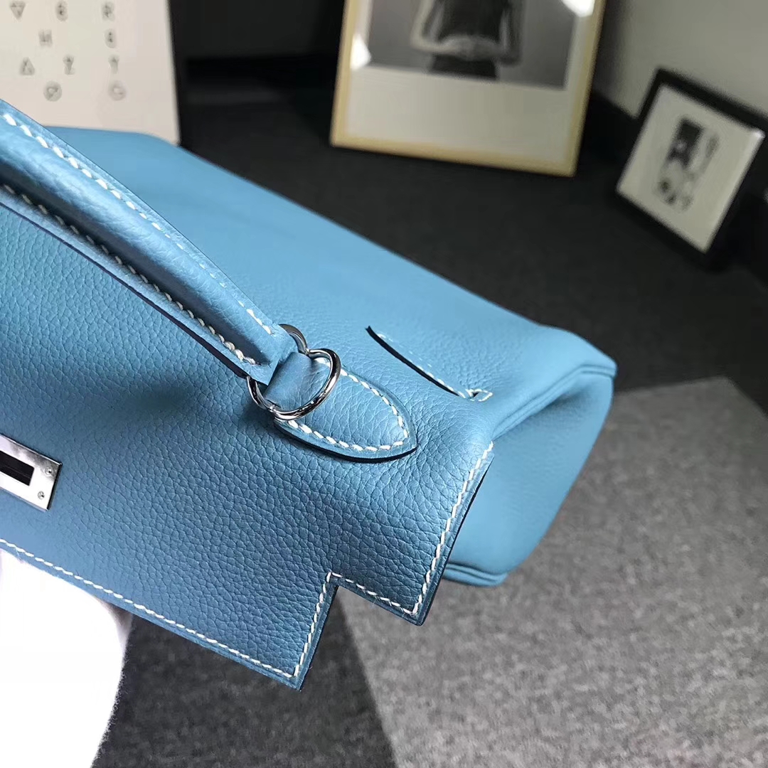 Hermès（爱马仕）牛仔蓝 原厂御用顶级小牛皮 Kelly25 银扣