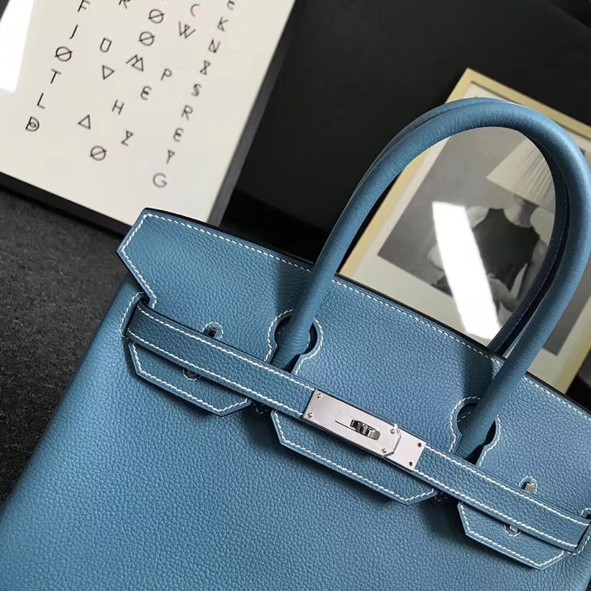 Hermès（爱马仕）牛仔蓝 togo小牛皮 Birkin30 银扣 全手工 现货