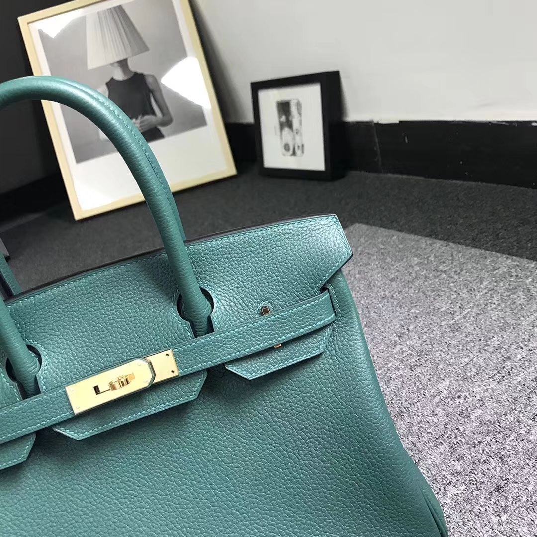 Hermès（爱马仕）孔雀绿 原厂御用顶级小牛皮 Birkin 30 金扣 现货