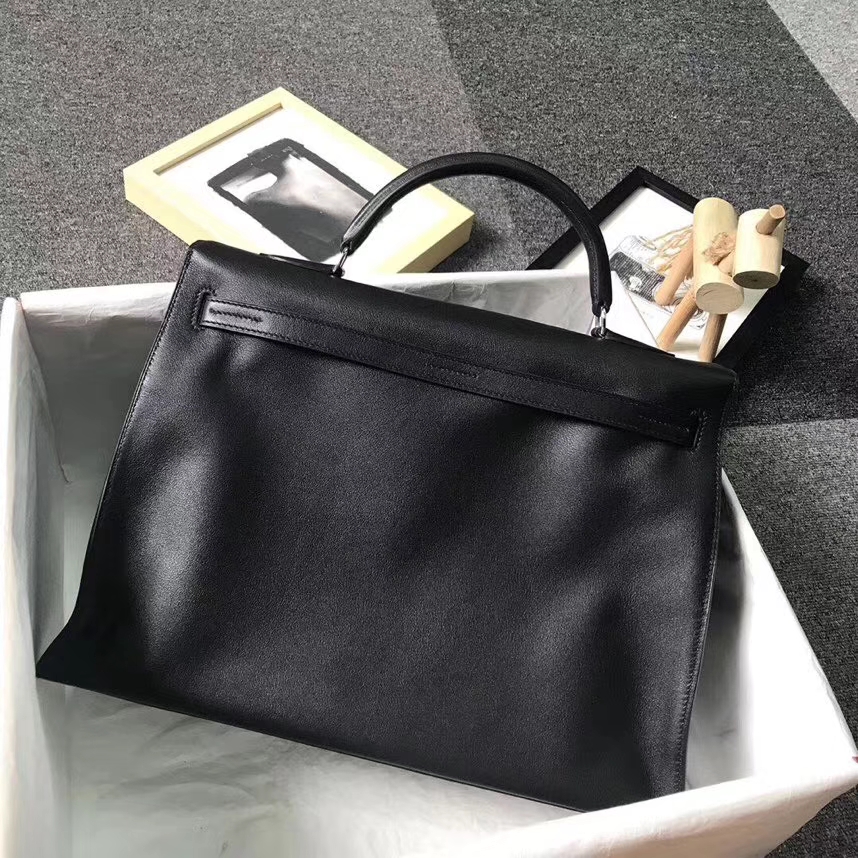Hermès（爱马仕）黑色 原厂御用顶级Swift 皮 Kelly Flat 35 外缝 现货