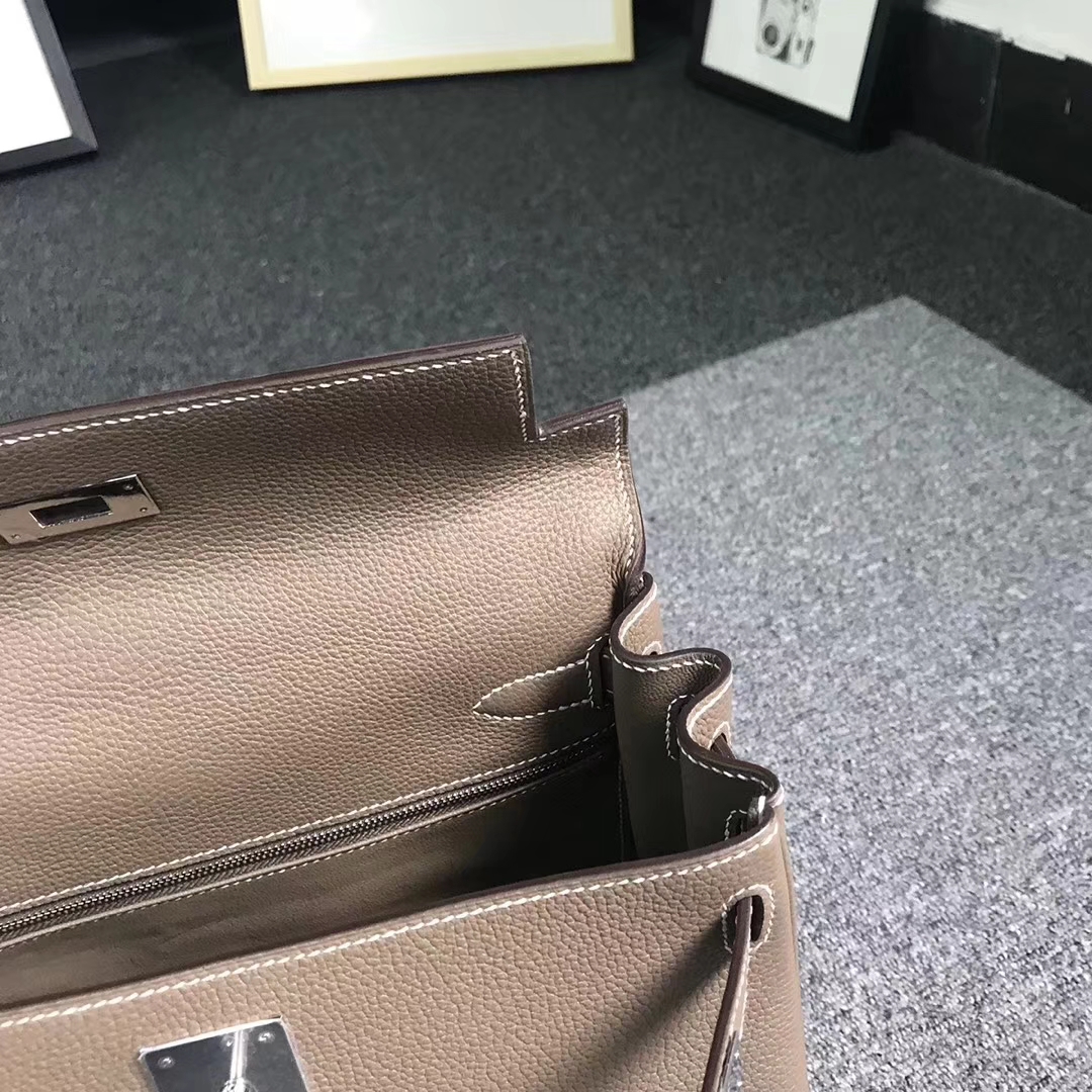 Hermès（爱马仕）大象灰 原厂御用顶级小牛皮 Kelly 28 金扣 银扣  现货