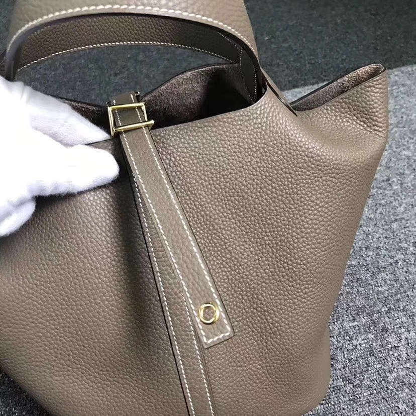 Hermès（爱马仕）大象灰 原厂御用顶级TC 皮 Picotin  Lock 22cm 金扣 银扣 现货