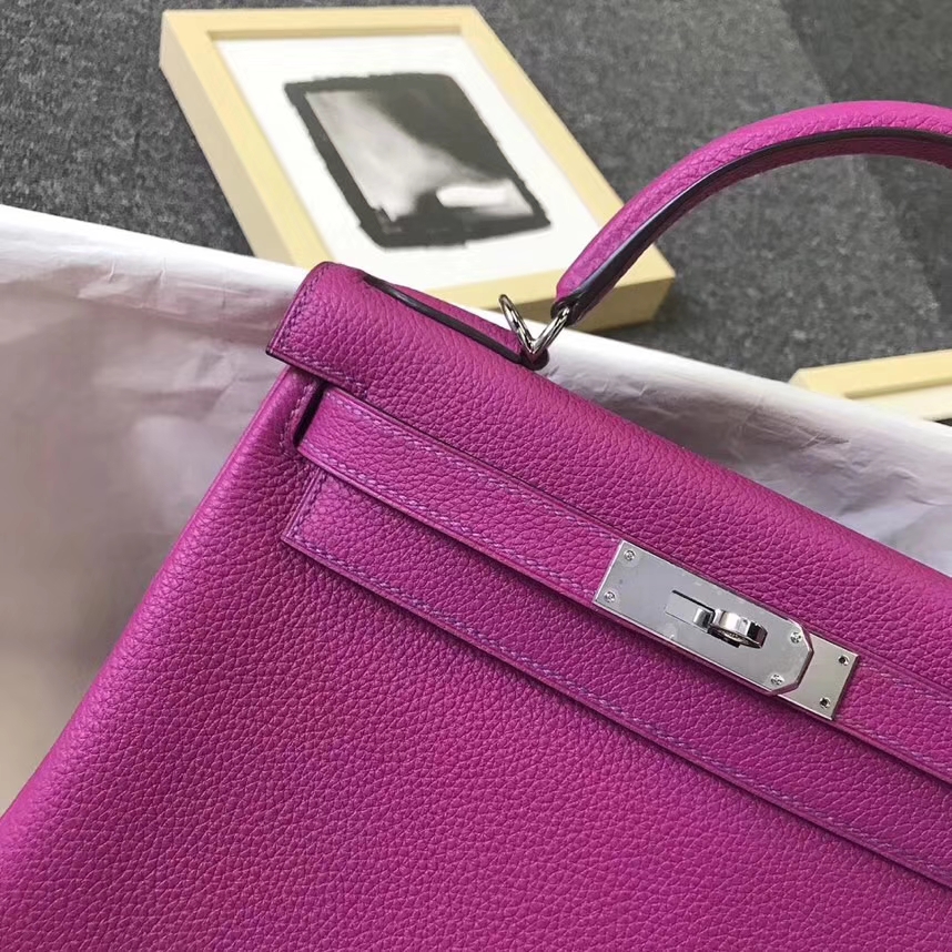 Hermès（爱马仕）L3枚紫色 原厂御用顶级小牛皮 Kelly 28 银扣