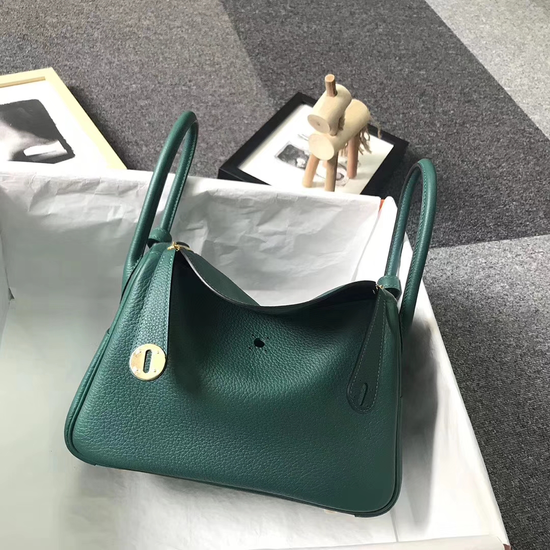 Hermès（爱马仕）Z6孔雀绿 原厂御用顶级小牛皮 Lindy 26 金扣