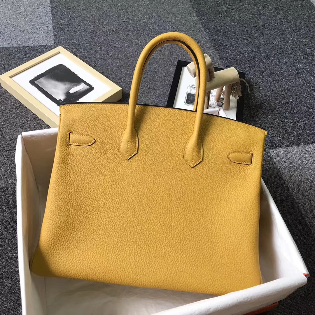 Hermès（爱马仕）9D琥珀黄 原厂御用顶级小牛皮 Birkin 35 金扣