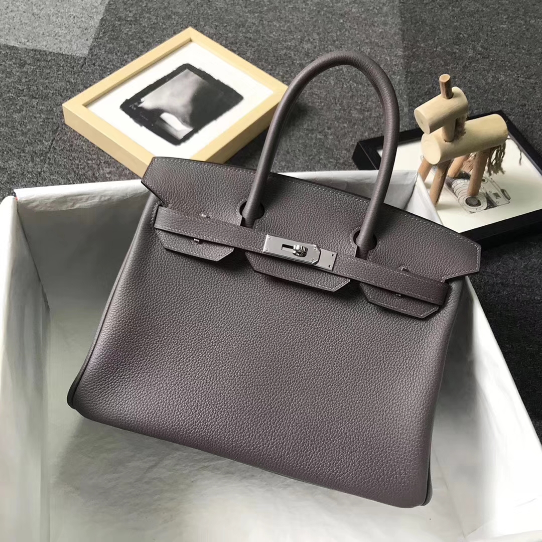 Hermès（爱马仕）8F锡器灰 原厂御用顶级小牛皮 Birkin 30 银扣