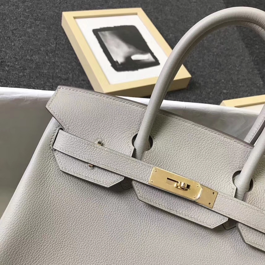 Hermès（爱马仕）C80 珍珠灰 原厂御用顶级小牛皮 Birkin 30 金扣