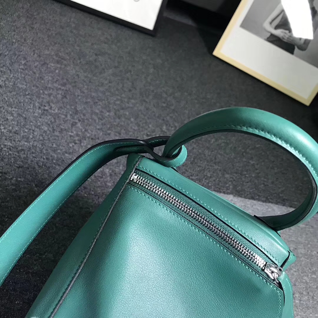 Hermès（爱马仕）Z6 孔雀绿 原厂御用顶级Swift 皮 Lindy 30 银扣