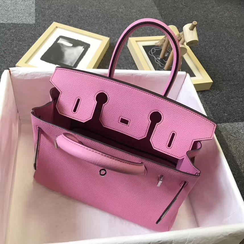 Hermès（爱马仕）5P樱花粉 原厂御用顶级小牛皮 Birkin 30 银扣