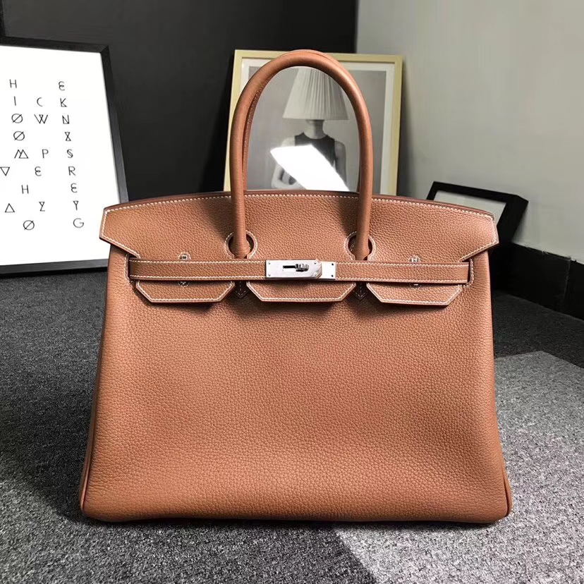 Hermès（爱马仕）金棕色 原厂御用顶级小牛皮 Birkin 35 金扣 银扣 现货