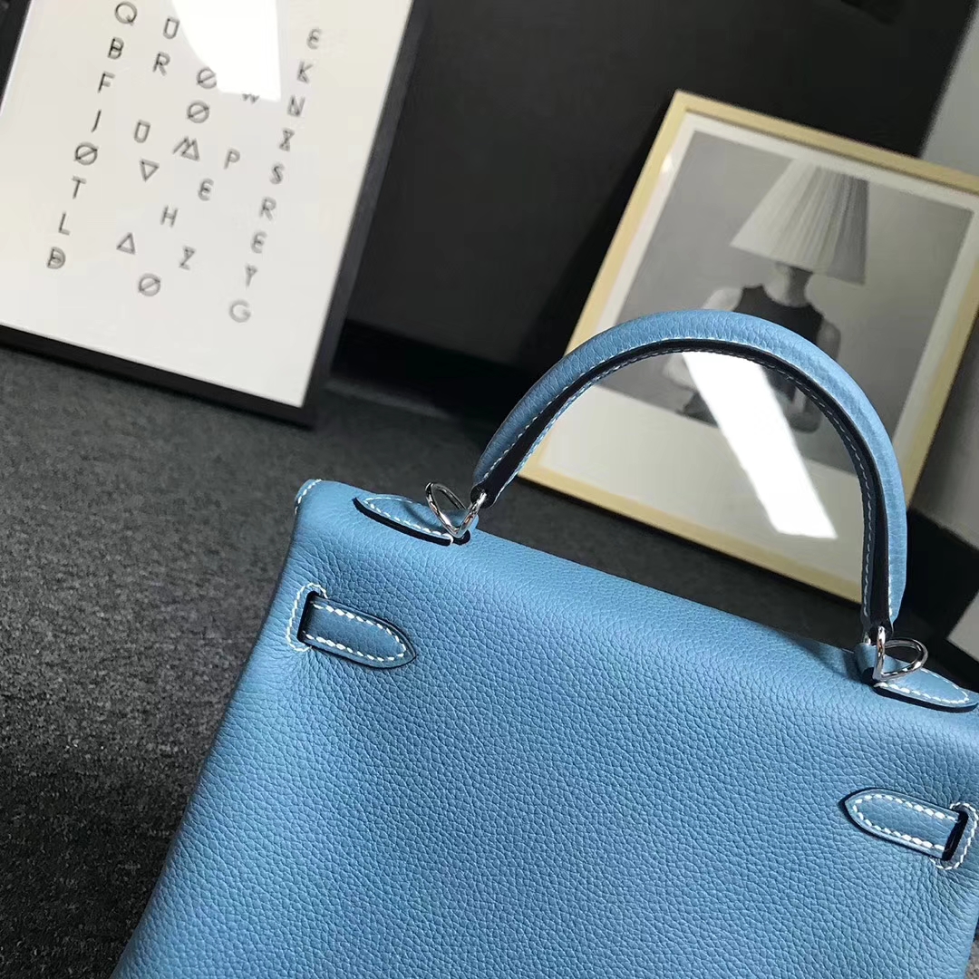Hermès（爱马仕）牛仔蓝 原厂御用顶级小牛皮 Kelly25 银扣