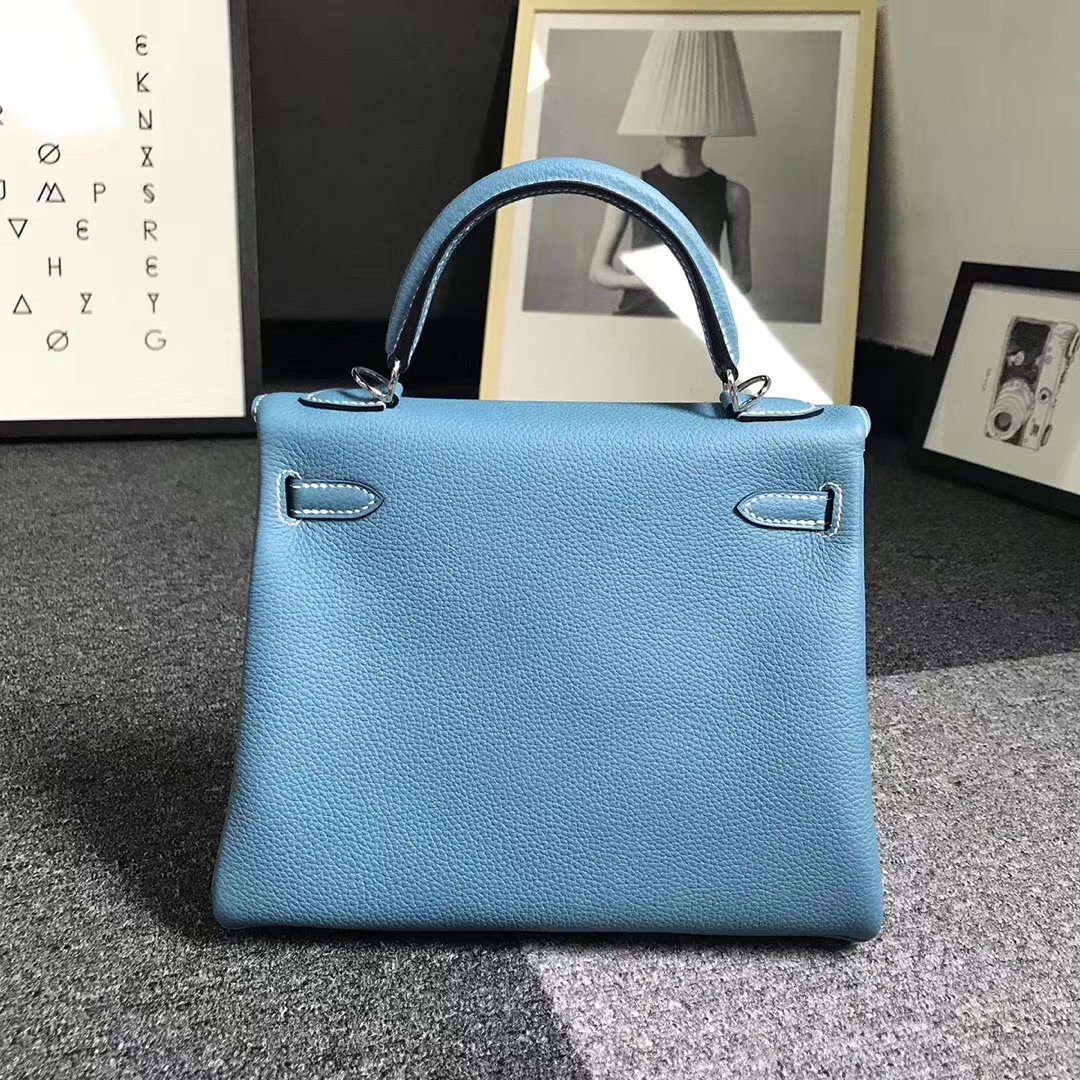 Hermès（爱马仕）牛仔蓝 原厂御用顶级小牛皮 Kelly25 银扣