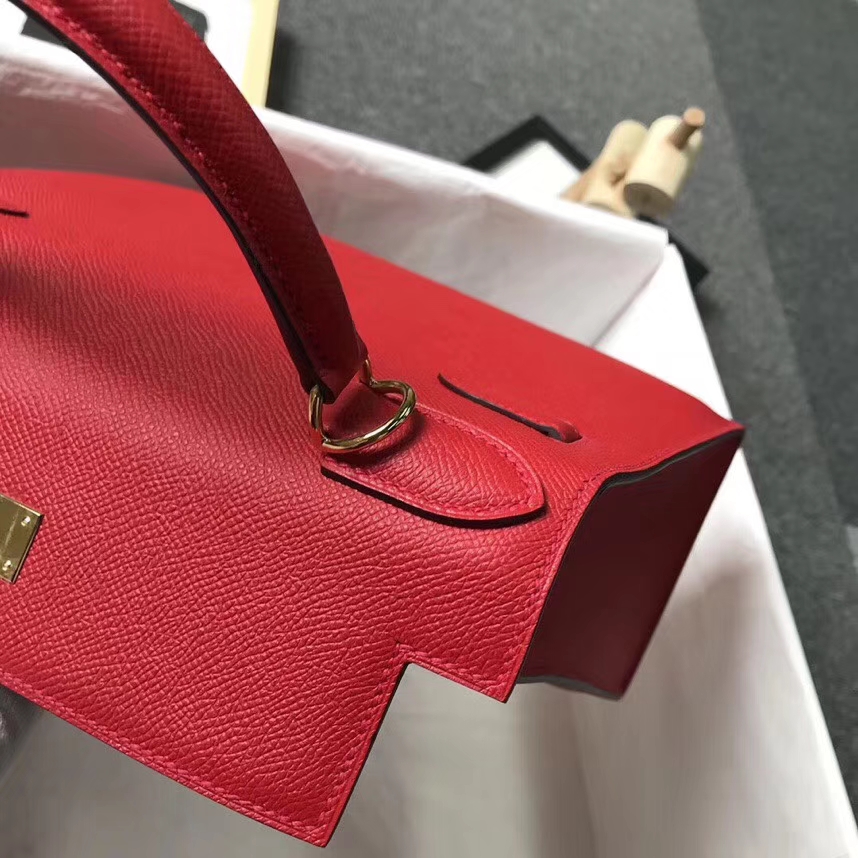 Hermès（爱马仕 Q5国旗红 原厂epsom皮 Kelly 28 金扣