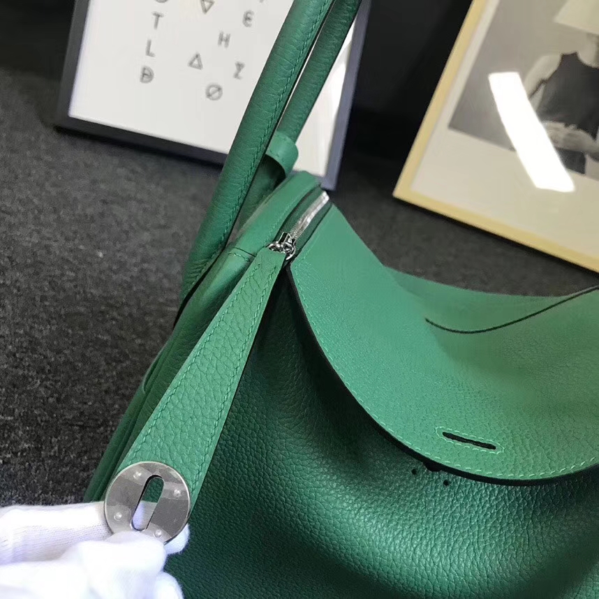 Hermès（爱马仕）U4 丝绒绿 原厂御用顶级小牛皮 Lindy 26 银扣