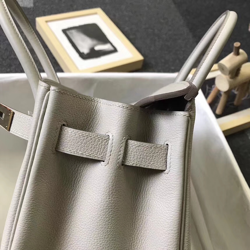 Hermès（爱马仕）C80 珍珠灰 原厂御用顶级小牛皮 Birkin 30 金扣