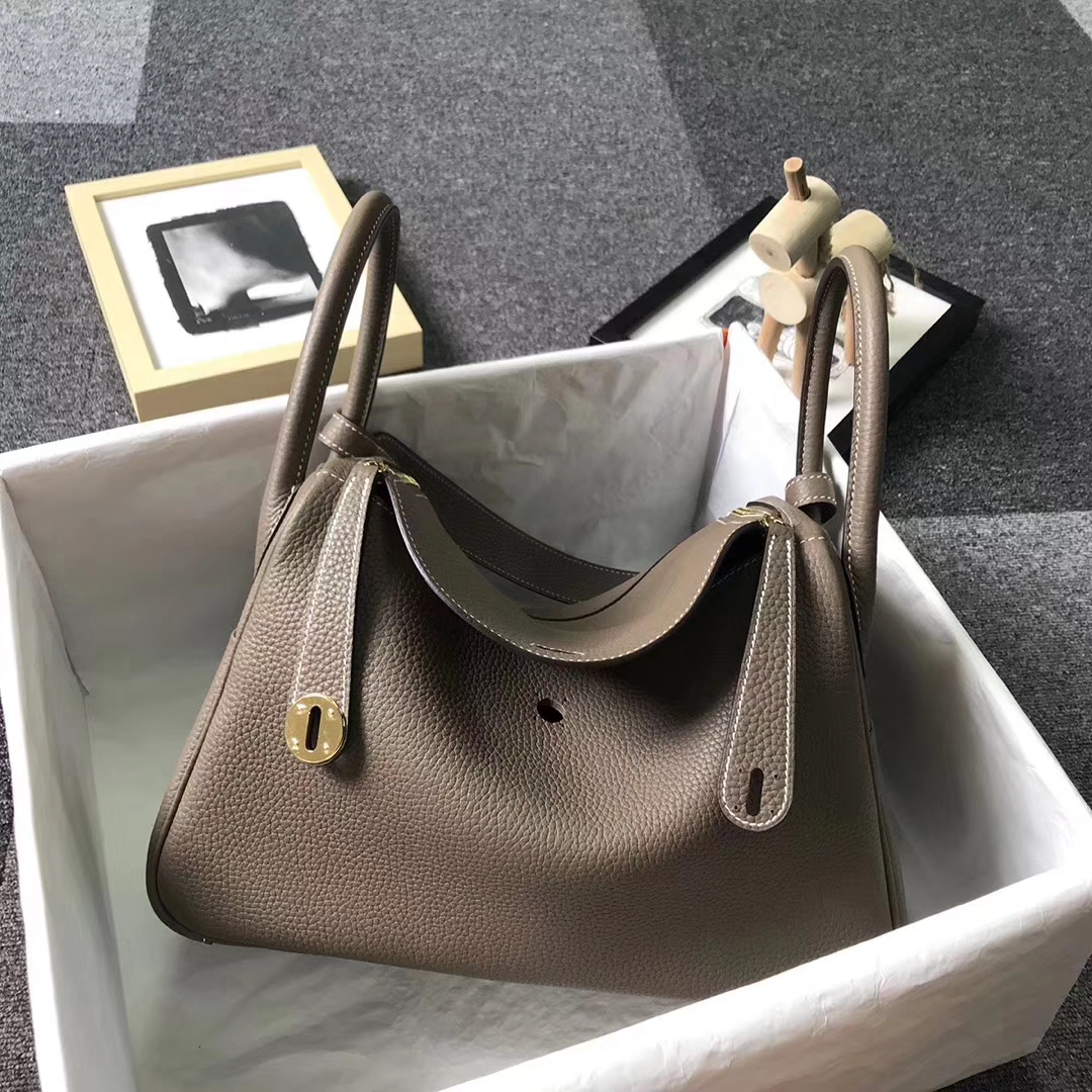 Hermès（爱马仕）CK18大象灰 原厂御用顶级TC 皮 Lindy 30 金扣