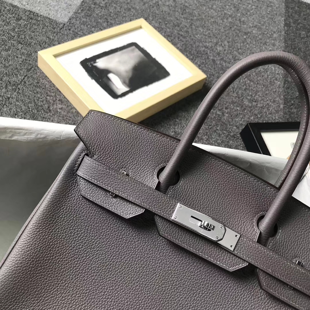 Hermès（爱马仕）8F锡器灰 原厂御用顶级小牛皮 Birkin 30 银扣