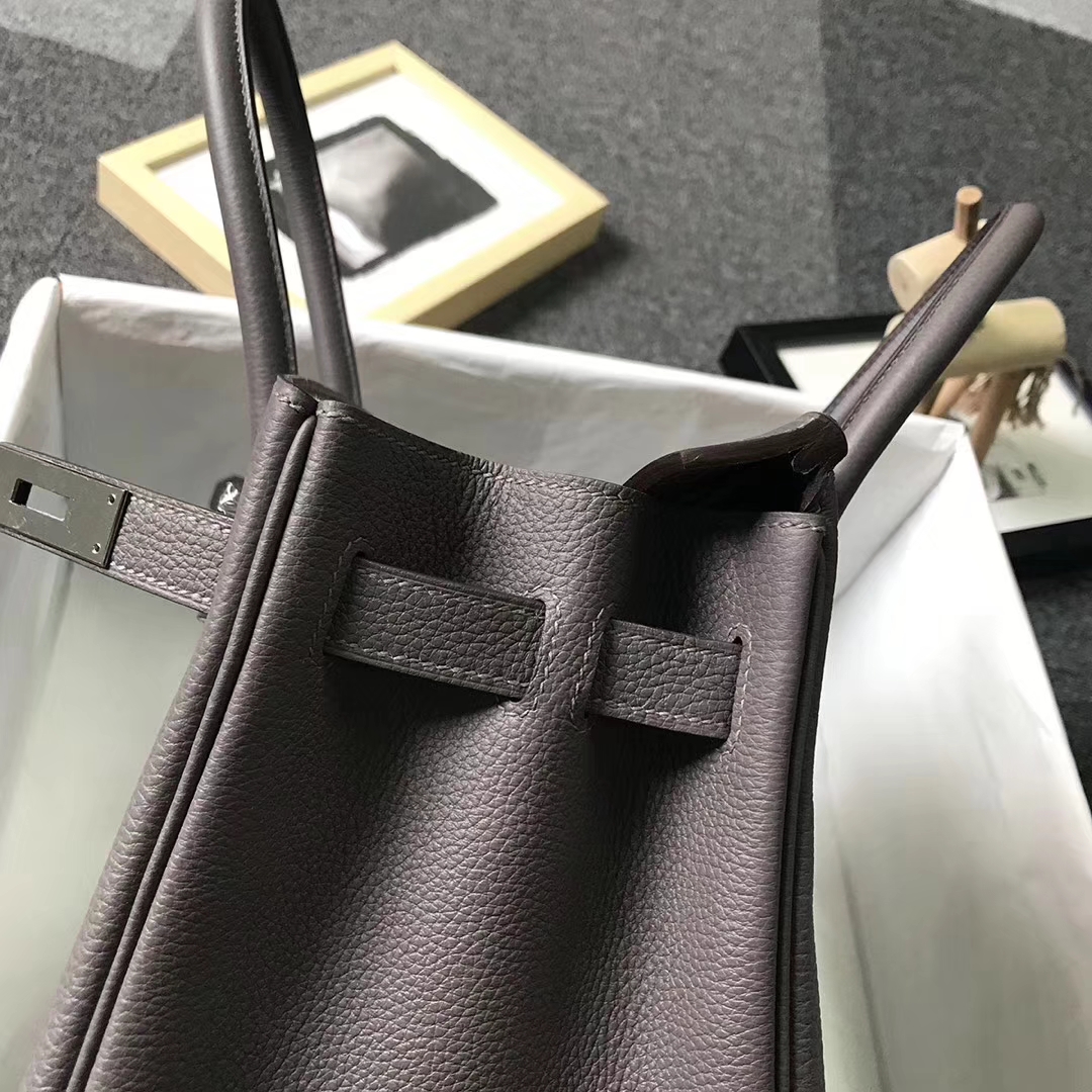 Hermès（爱马仕）8F锡器灰 原厂御用顶级小牛皮 Birkin 30 银扣