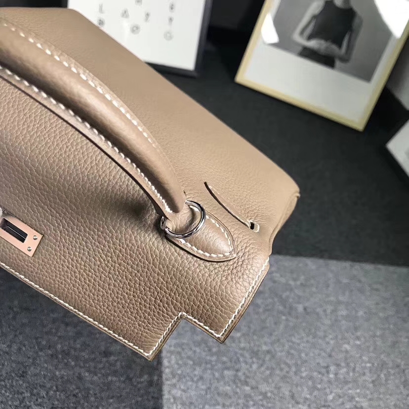 Hermès（爱马仕）CK18 大象灰 原厂御用顶级小牛皮 Kelly 25 银扣