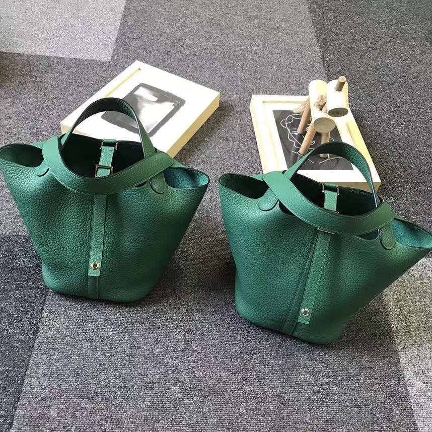 Hermès（爱马仕）U4 丝绒绿 原厂御用顶级TC皮 Picotin  Lock 18CM 银扣