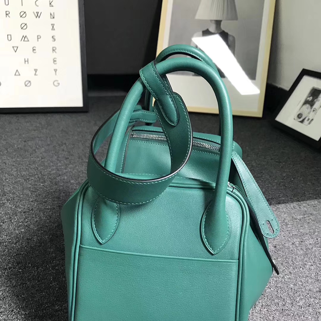 Hermès（爱马仕）Z6 孔雀绿 原厂御用顶级Swift 皮 Lindy 30 银扣