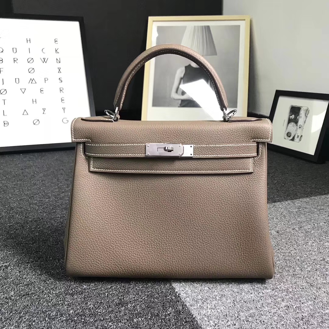 Hermès（爱马仕）大象灰 原厂御用顶级小牛皮 Kelly 28 金扣 银扣  现货
