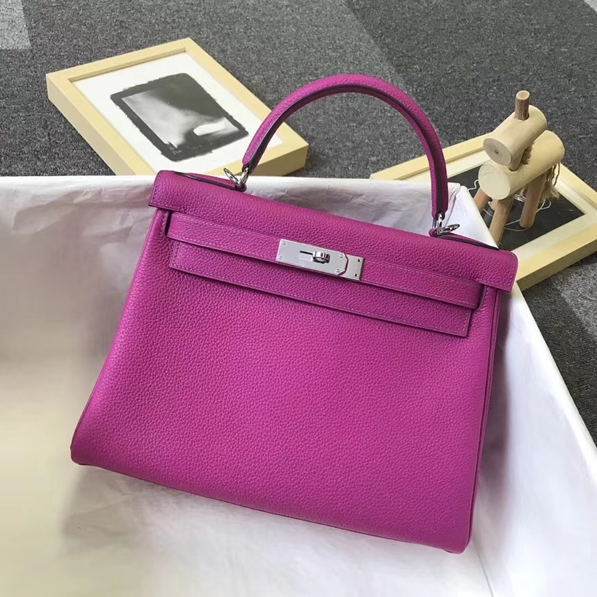 Hermès（爱马仕）L3枚紫色 原厂御用顶级小牛皮 Kelly 28 银扣