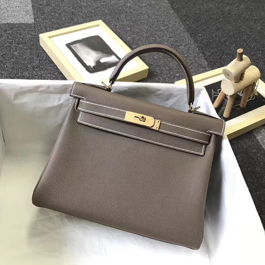Hermès（爱马仕）CK18 大象灰 原厂御用顶级小牛皮 Kelly 28 金扣 银扣 现货