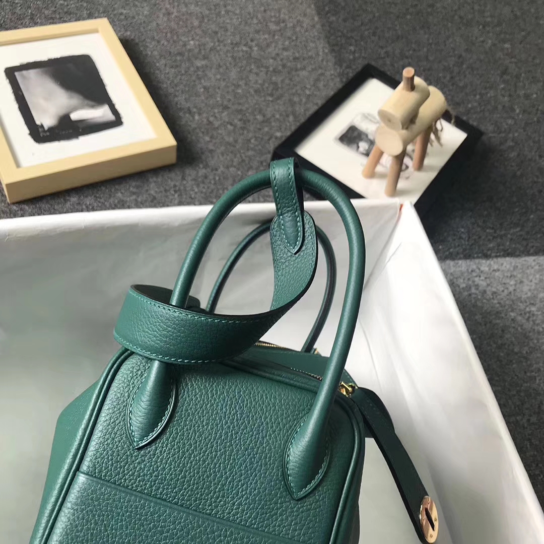 Hermès（爱马仕）Z6孔雀绿 原厂御用顶级小牛皮 Lindy 26 金扣