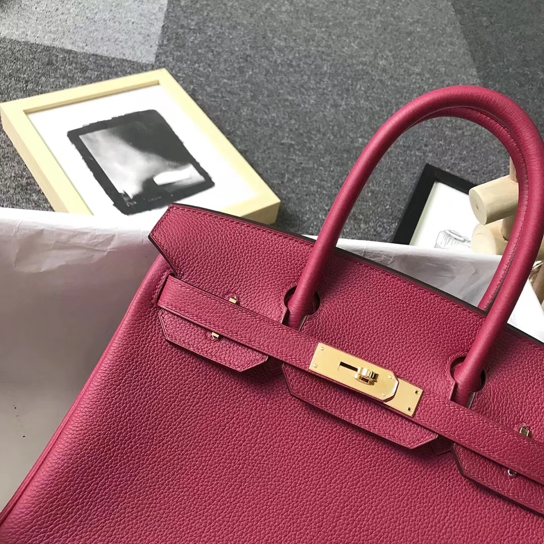 Hermès（爱马仕）K1 石榴红 原厂御用顶级小牛皮 Birkin 30 金扣 银扣 现货