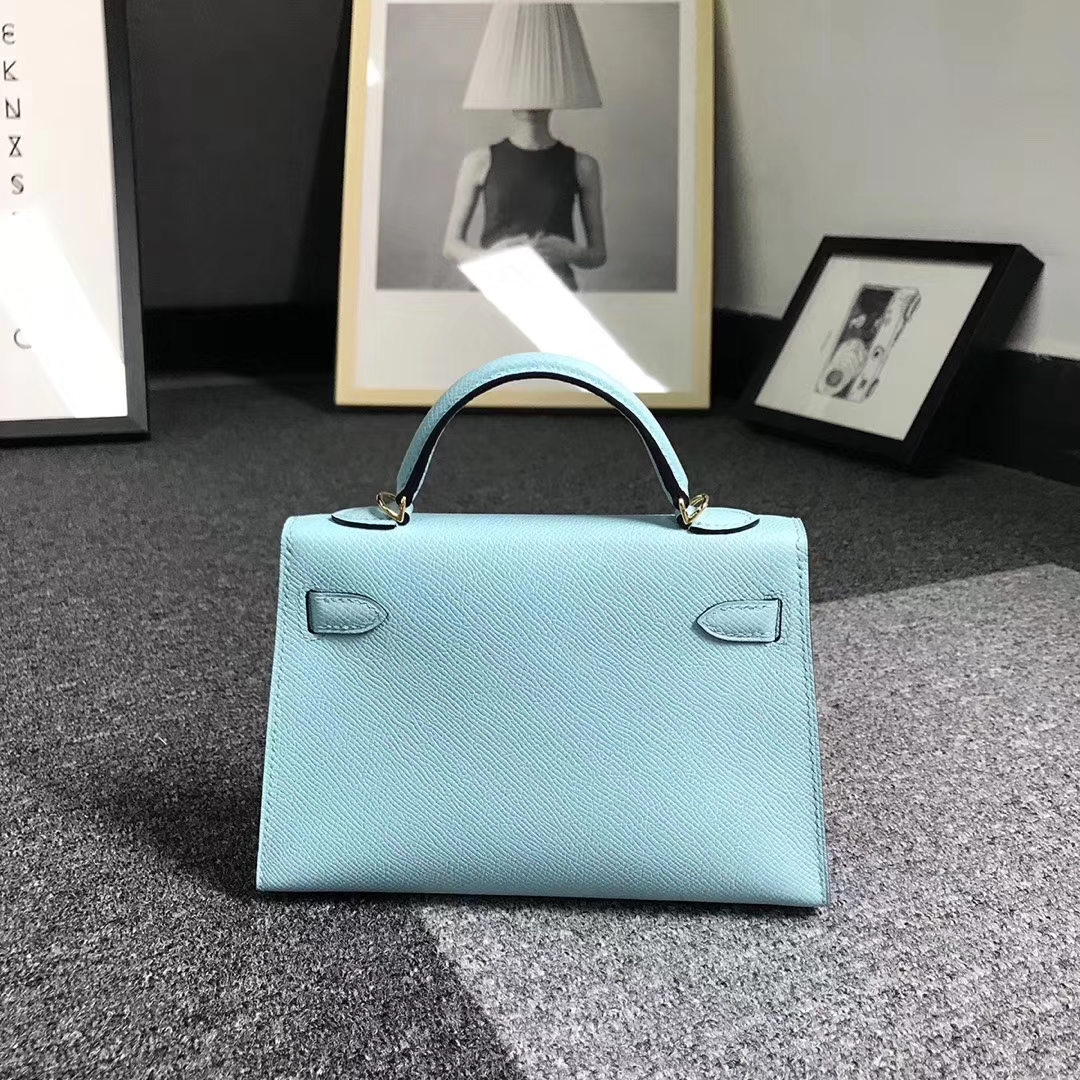 Hermès（爱马仕）3P马卡龙蓝 原厂御用顶级Epsom 皮 Mini Kelly 二代 金扣
