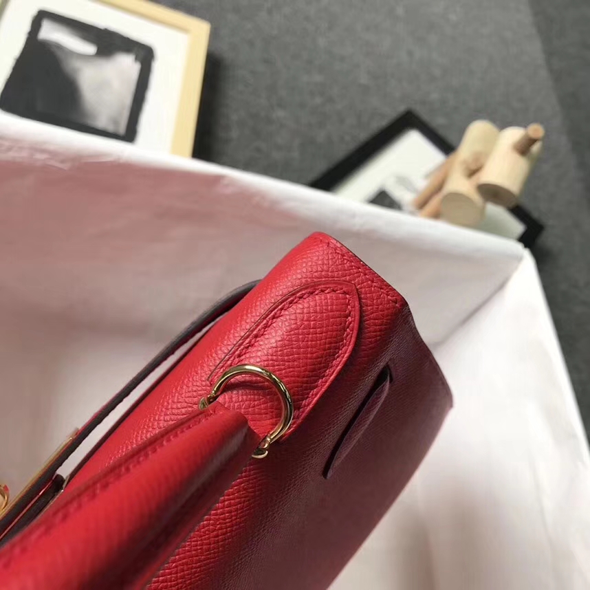 Hermès（爱马仕 Q5国旗红 原厂epsom皮 Kelly 28 金扣