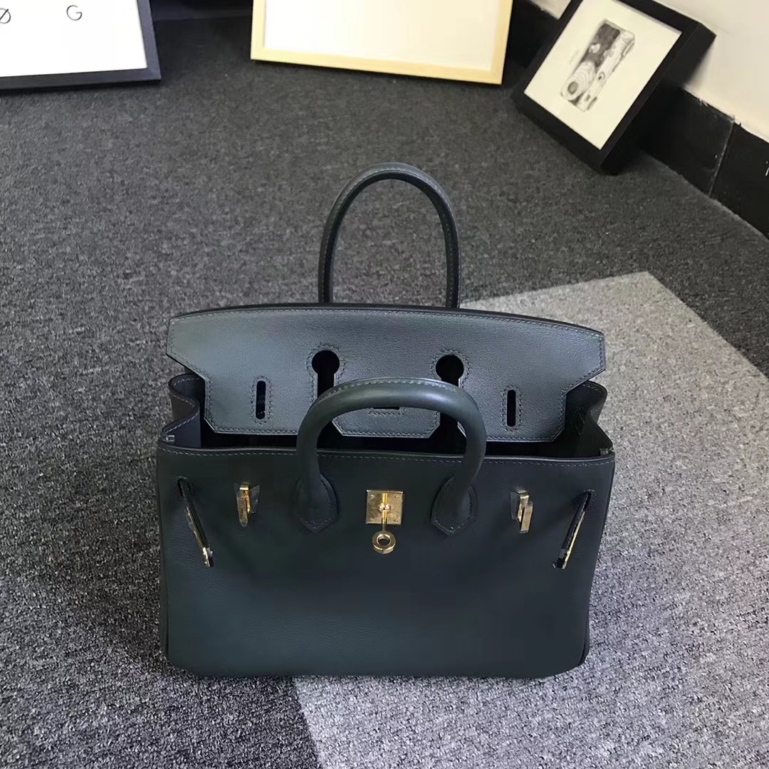 Hermès（爱马仕）2Q英国绿 原厂御用顶级Swift 皮 Birkin 25 金扣