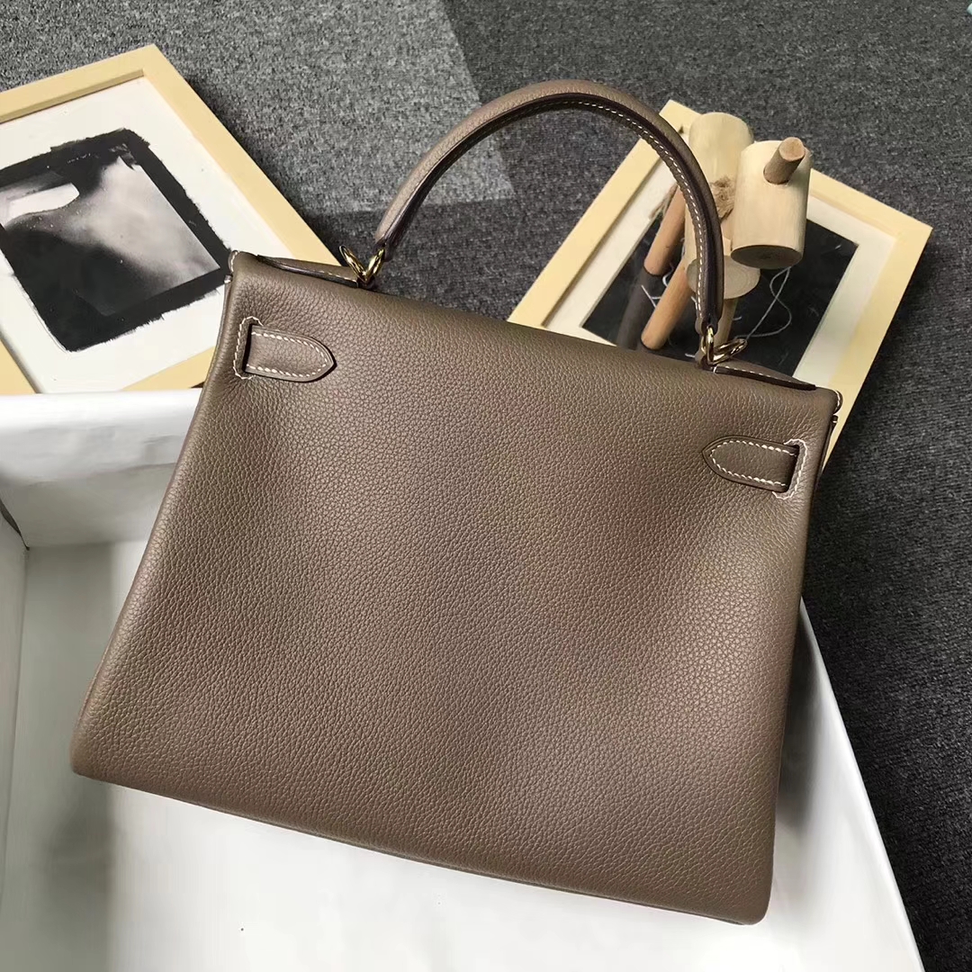 Hermès（爱马仕）CK18 大象灰 原厂御用顶级小牛皮 Kelly 28 金扣 现货
