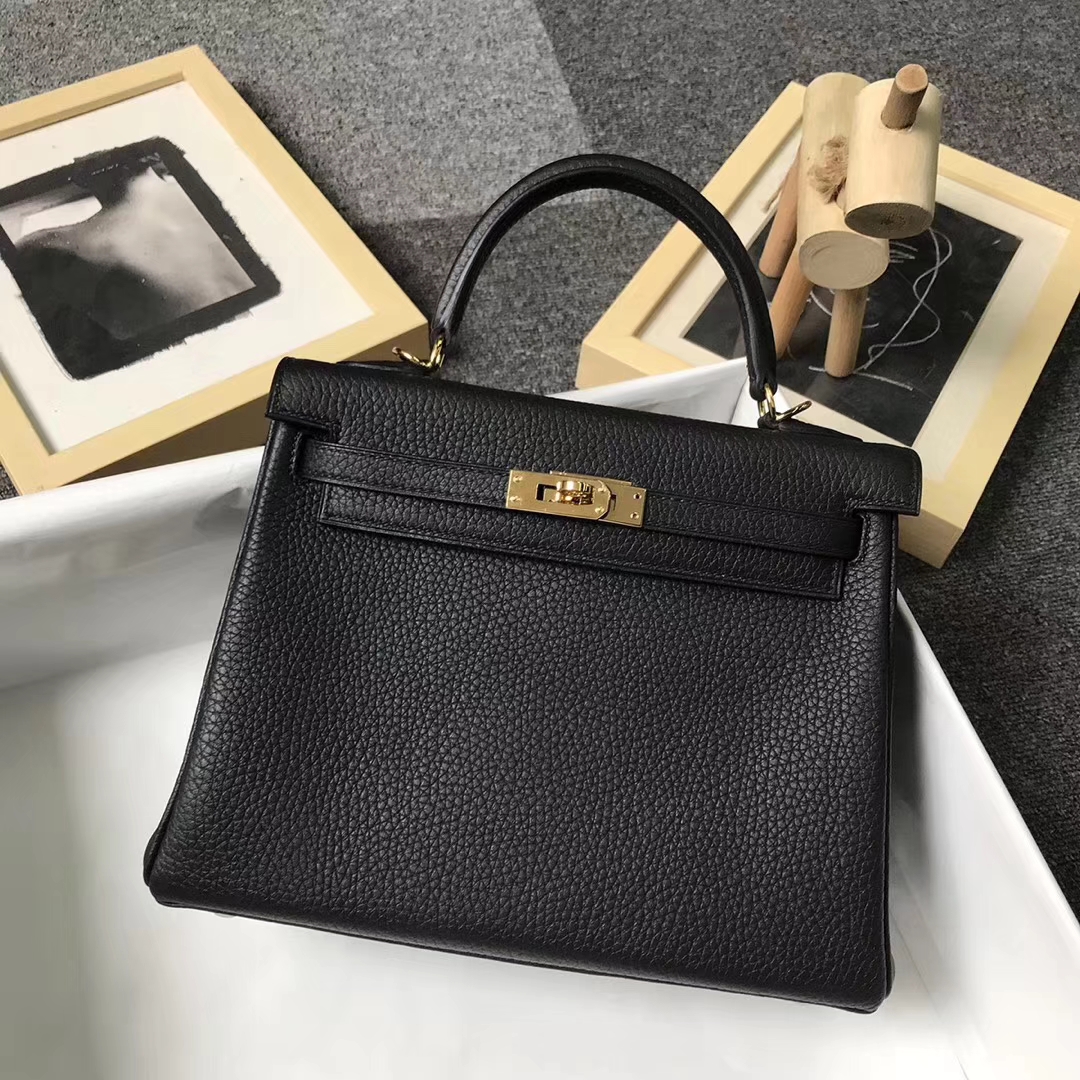 Hermès（爱马仕）CK89 黑色 原厂御用顶级小牛皮 Kelly 25 金扣 现货