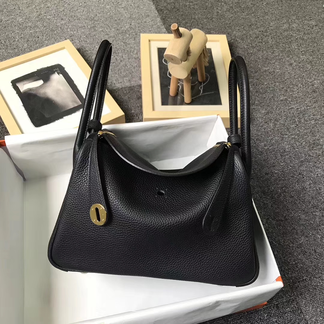 Hermès（爱马仕）黑色 原厂御用顶级TC 皮 Lindy 26 金扣 现货