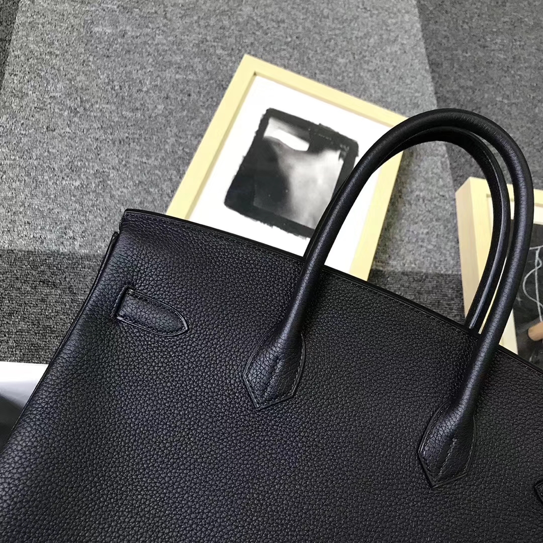 Hermès（爱马仕）黑色 原厂御用顶级小牛皮 Birkin 35 金扣 银扣 现货