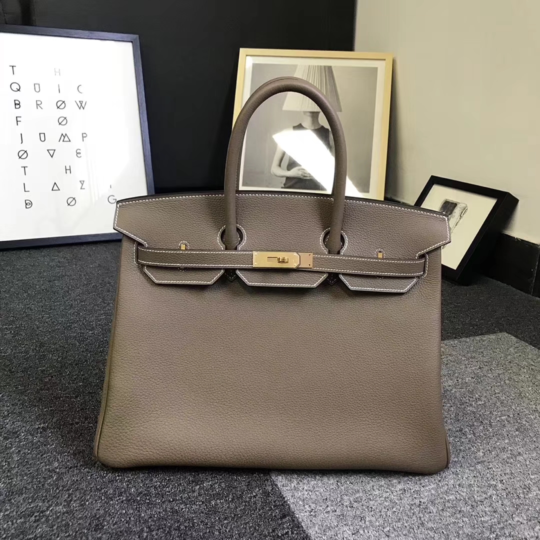 Hermès（爱马仕）大象灰 原厂御用顶级小牛皮 Birkin 35 金扣 银扣 现货