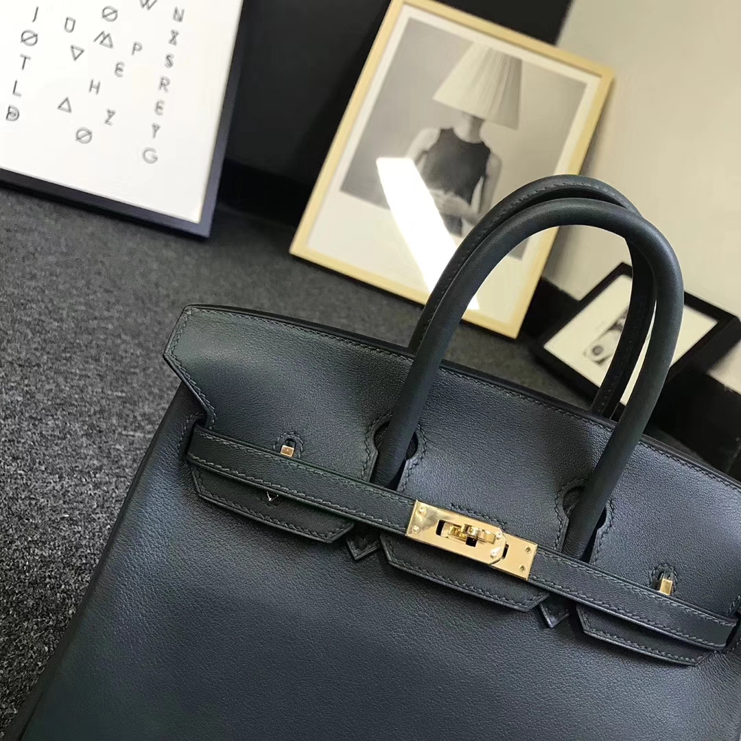 Hermès（爱马仕）2Q英国绿 原厂御用顶级Swift 皮 Birkin 25 金扣