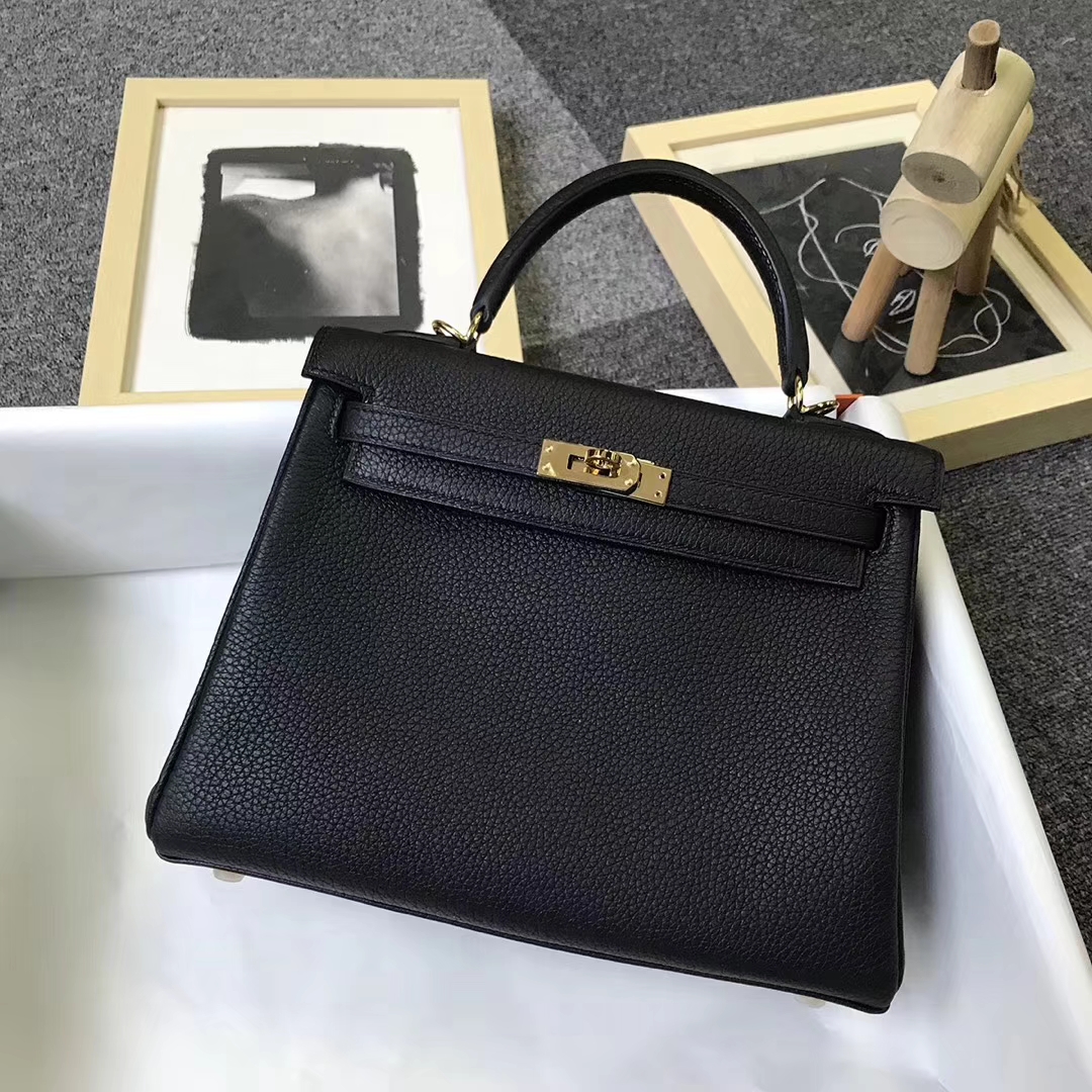 Hermès（爱马仕）CK89 黑色 原厂御用顶级小牛皮 Kelly 25 金扣 现货