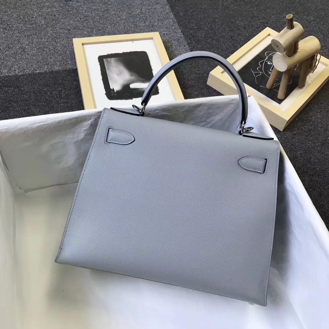 Hermès（爱马仕）4Z海鸥灰 原厂御用顶级Epsom 皮 Kelly 28 外缝 银扣