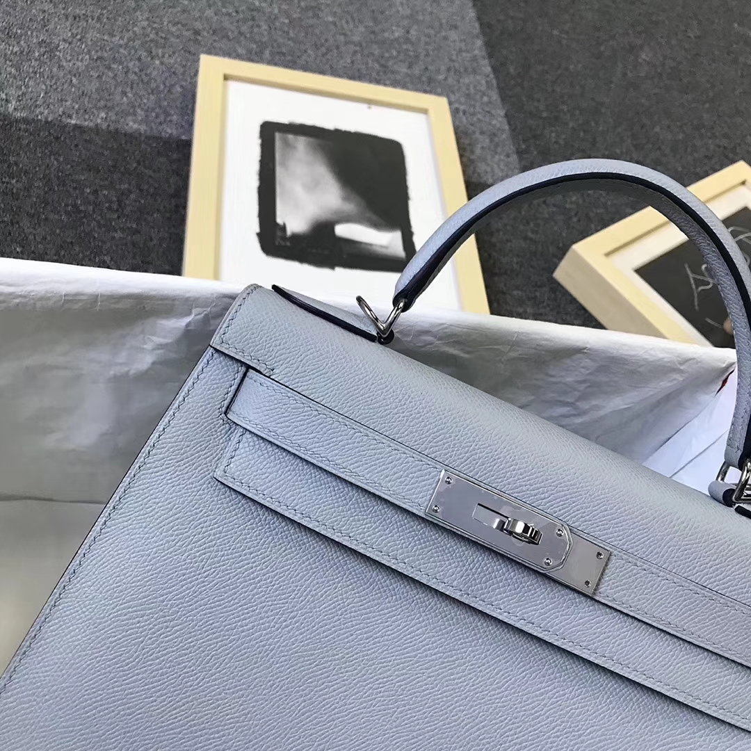 Hermès（爱马仕）4Z海鸥灰 原厂御用顶级Epsom 皮 Kelly 28 外缝 银扣