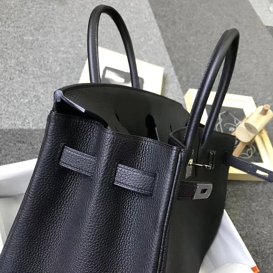 Hermès（爱马仕）黑色 原厂御用顶级小牛皮 Birkin 35 金扣 银扣 现货