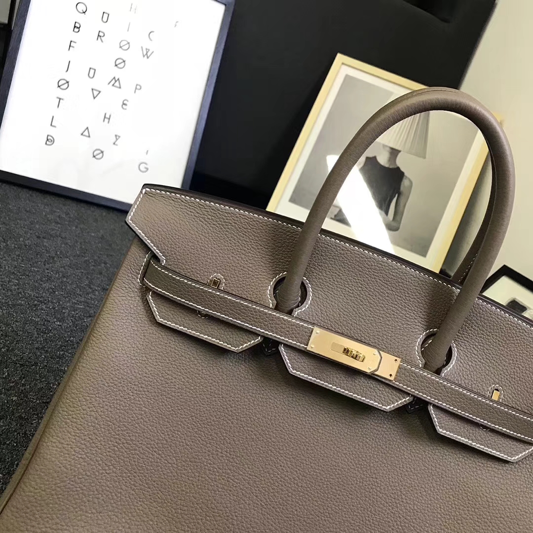 Hermès（爱马仕）大象灰 原厂御用顶级小牛皮 Birkin 35 金扣 银扣 现货