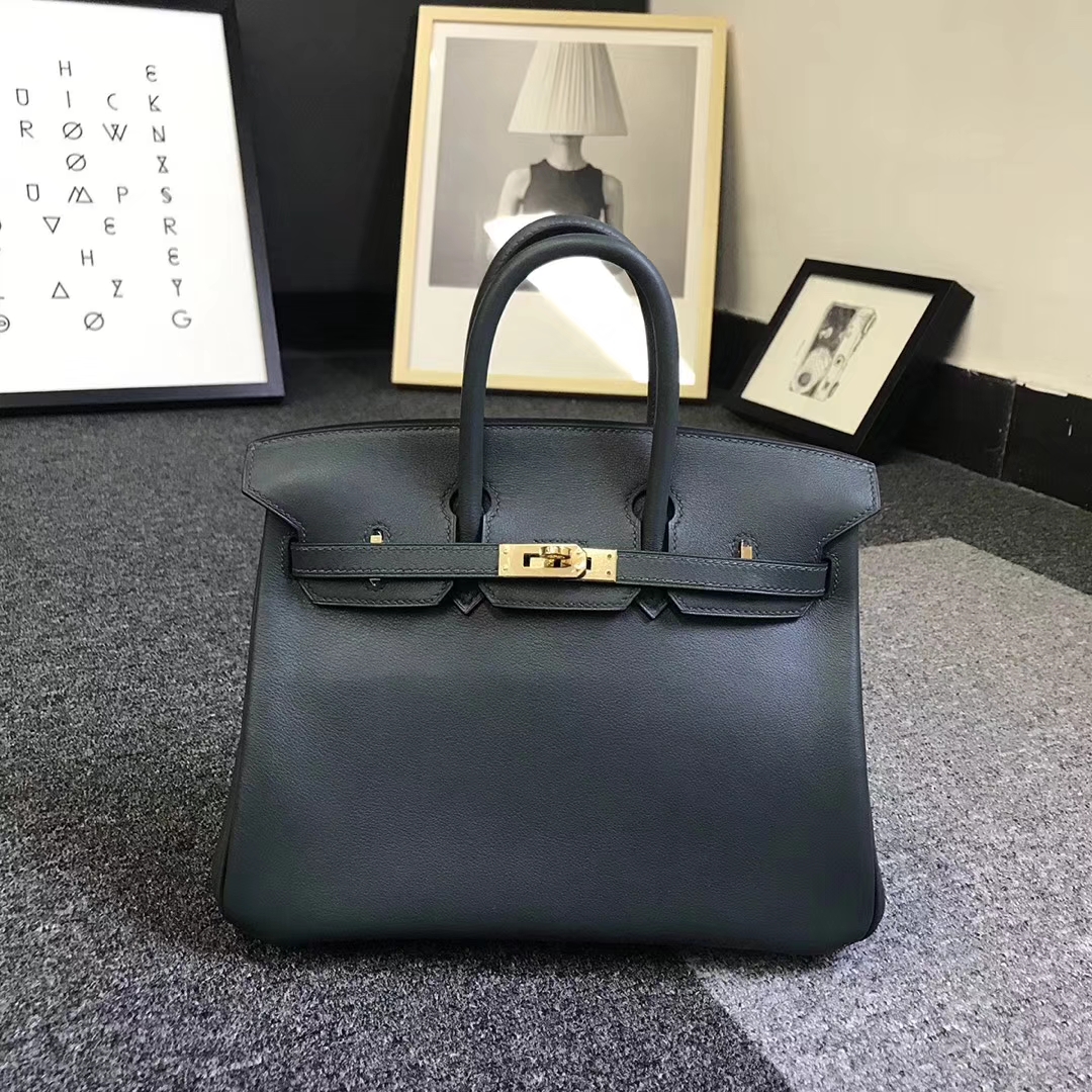 Hermès（爱马仕）2Q英国绿 原厂御用顶级Swift 皮 Birkin 25 金扣